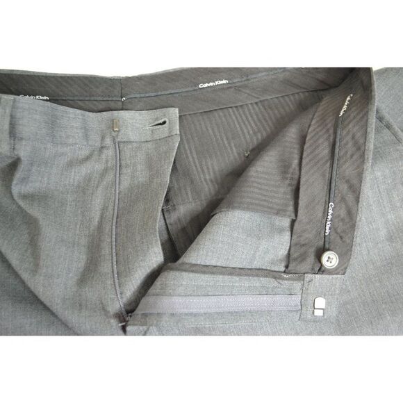 Calvin Klein Men's 38x32 Grey Wool Blend High Rise Flat Front Dress Pants - Picture 11 of 13
